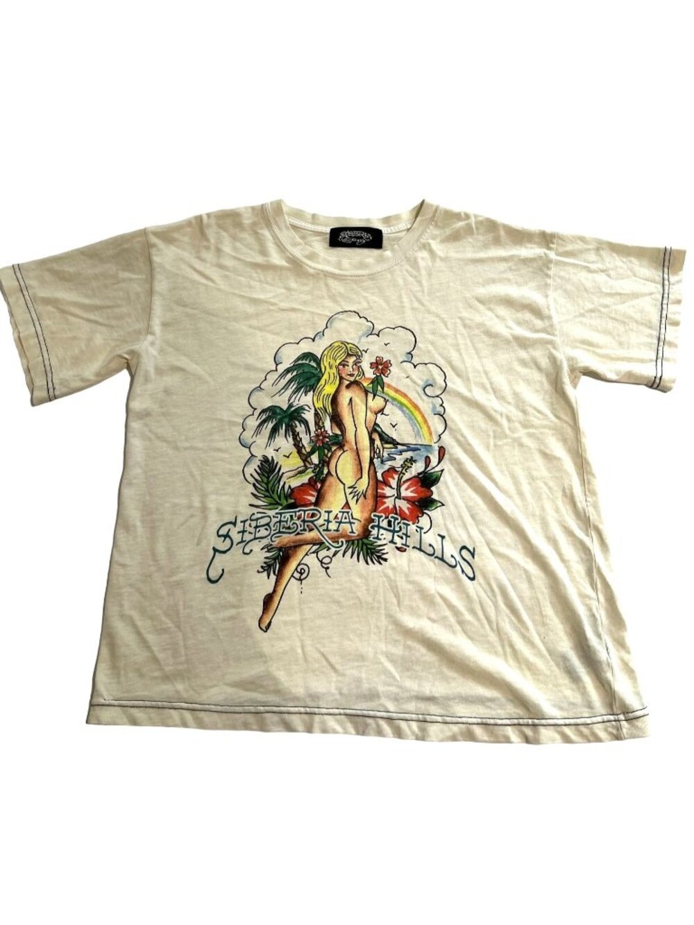 Ed Hardy x Siberia Hills T-Shirt in Cream